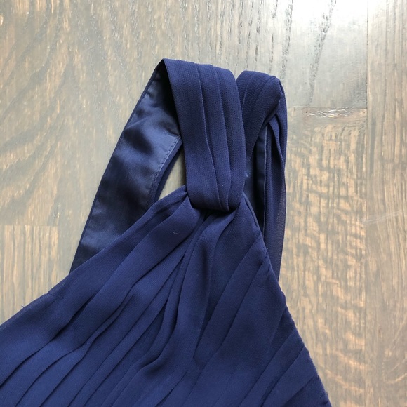 Donna Morgan Navy Chiffon One Shoulder Dress - Picture 9 of 11